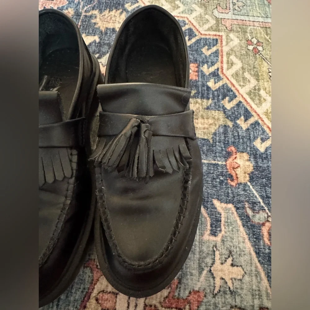 Dr Martens Adrian Tassel Loafers in Black Smooth Leather